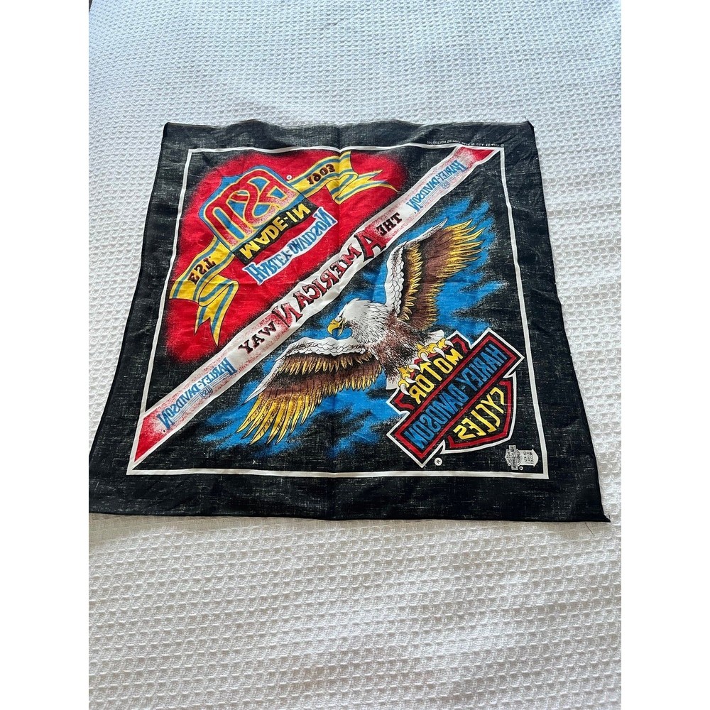 Vintage Harley Davidson American Way Bandana 22x21.5